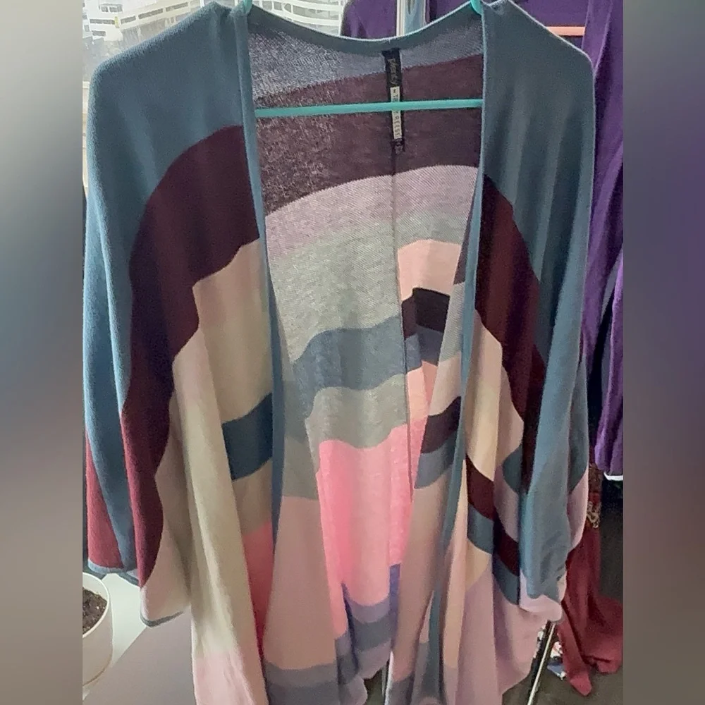 Multicolor Striped Open Cardigan - Picture 1 of 3